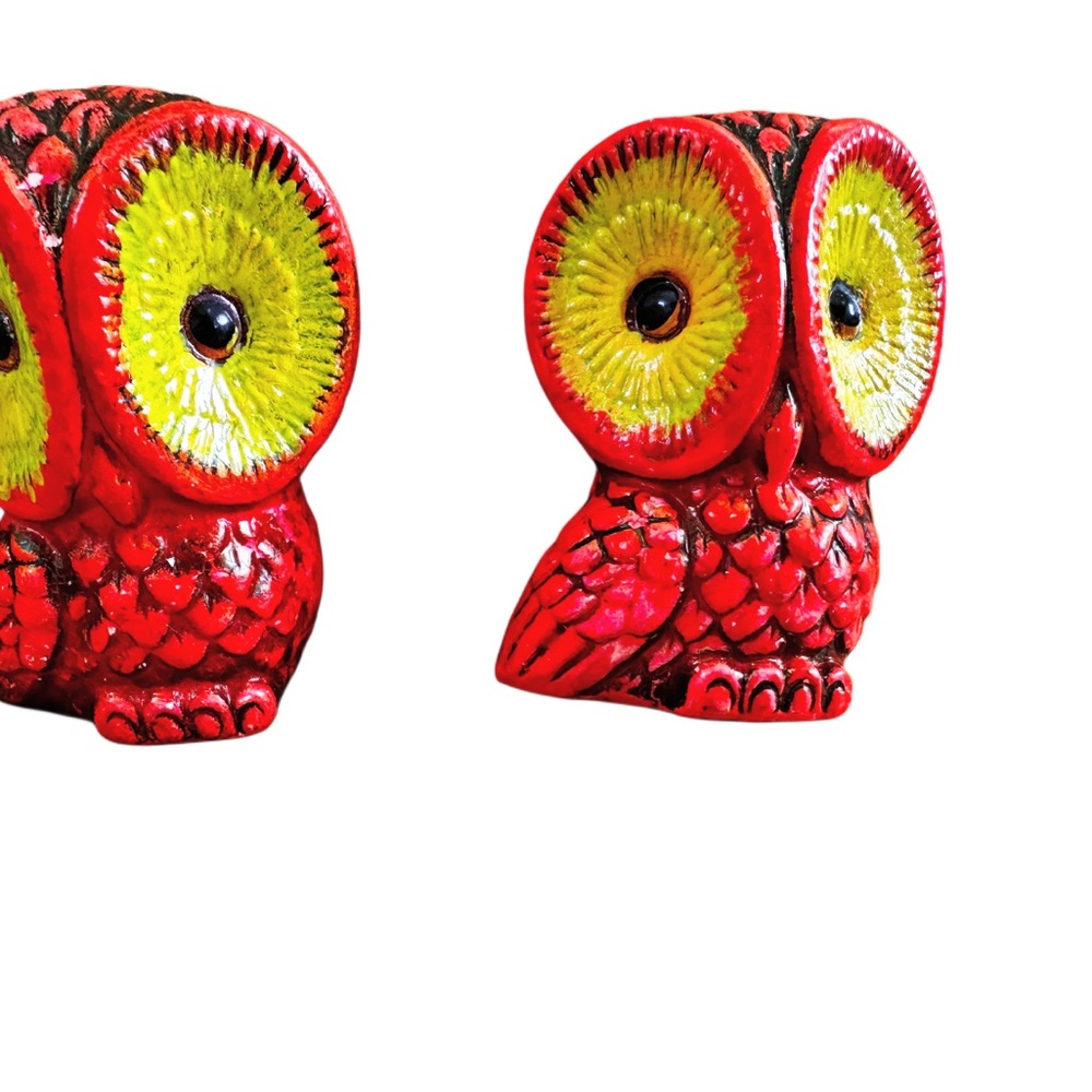 Vtg made in Japan Owl Salt & Pepper Shakers MCM / Black Light